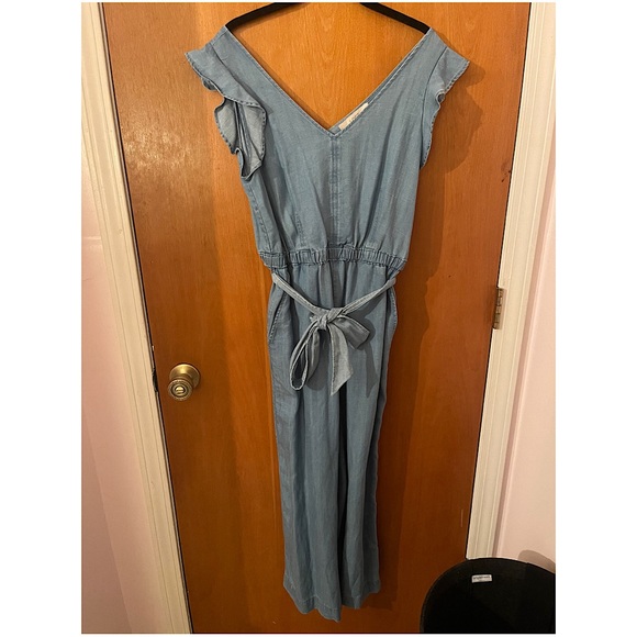 LOFT Chambray Jumpsuit with Flutter Sleeve - Picture 3 of 5